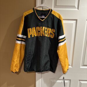Men’s Medium Green Bay Packers Windbreaker V-neck NWT NFL Team Apparel G-III